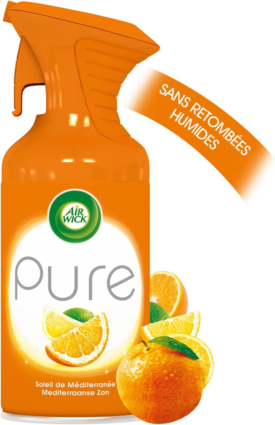 "Neutralizador de olores Air Wick Mediterranean Sun con fragancia cítrica."