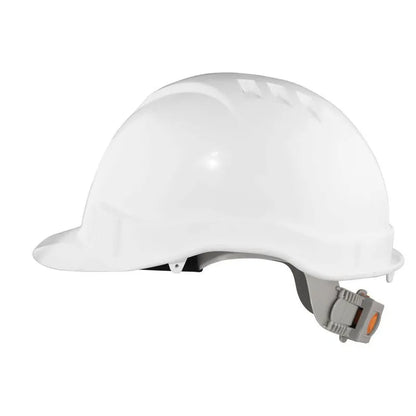Casco industrial resistente y ligero con barbiquejo de 4 puntos