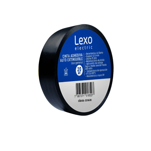 Cinta aisladora PVC autoextinguible Lexo de alta calidad.