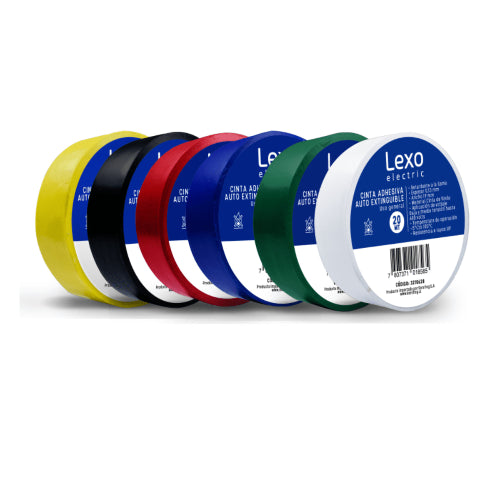 Cinta aisladora PVC Lexo para instalaciones eléctricas seguras.